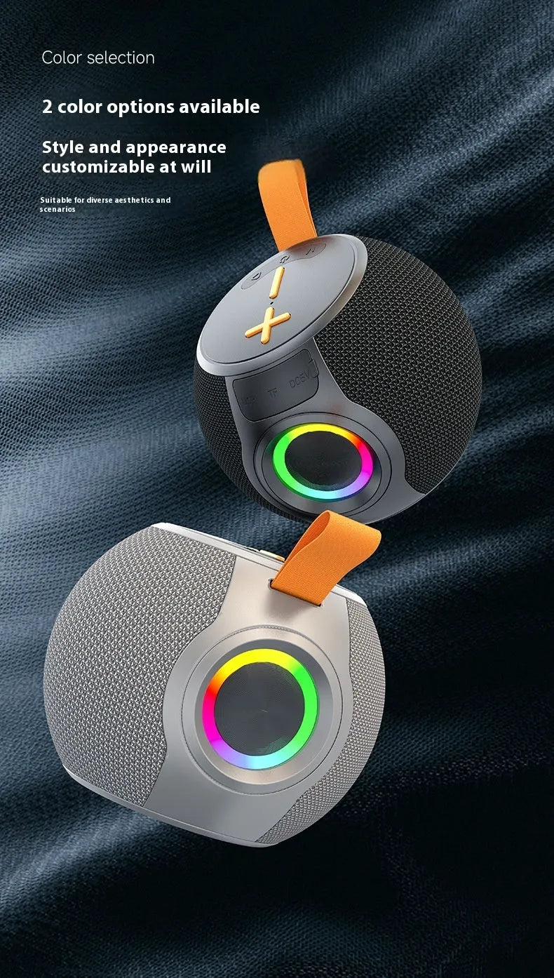 Black portable Bluetooth speaker with RGB lamp waterproof TWS 5W