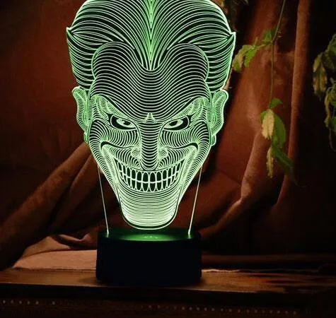 USB-powered 3D LED lamp displaying a colourful gradient, with remote control and base unit.