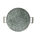 Round wrought iron storage tray in European style with metallic finish