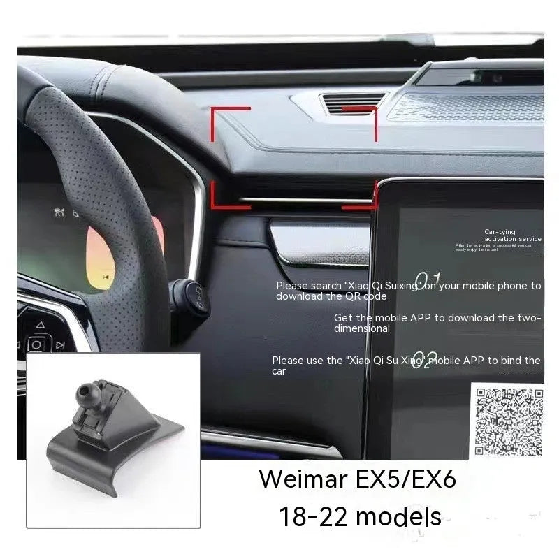 Goodway dashboard mobile phone holder with 360-degree rotating bracket on a car dashboard.