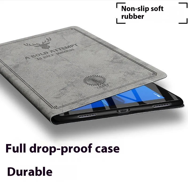 TPU leather clamshell iPad protective case shown in Dark Blue Elk colour for iPad 11-inch and 12.9-inch models.