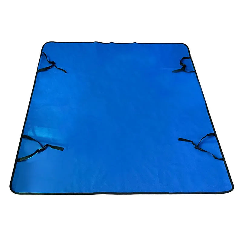 Cloth car pet mat for rear seat protection, shown in a dog bone print design on a grey background.