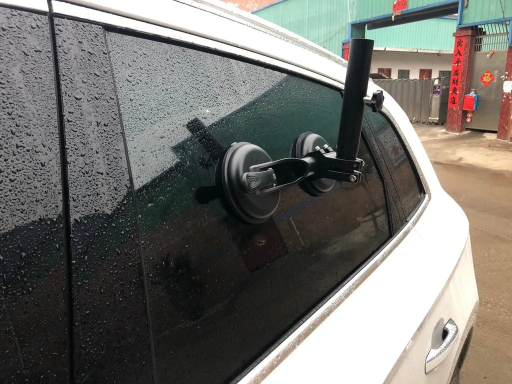 Black off-road car sucker base with round suction cup for vehicle window mounting