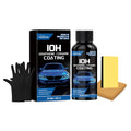 HOMONTH 50ml graphene ceramic coating bottle with PTFE, sponge, towel, and gloves on a car bonnet