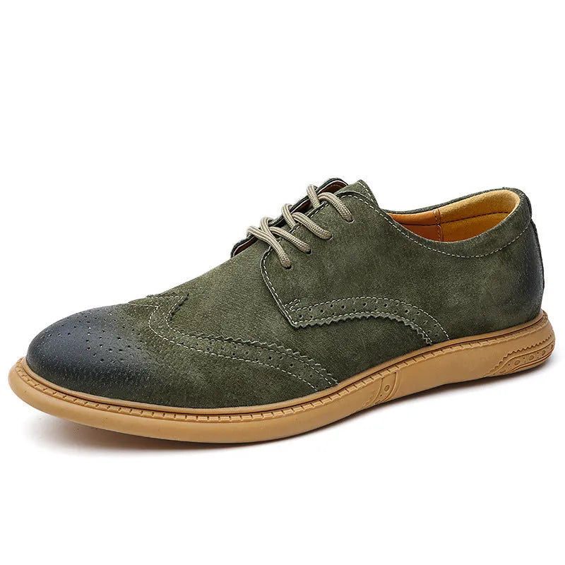 Men's black genuine leather business shoes with lace-up design and rubber soles