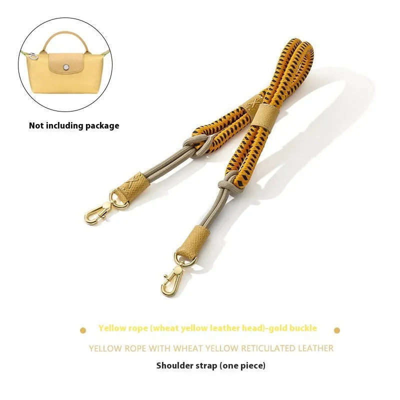 Braided nylon and cowhide leather crossbody strap with alloy buckle for bag modification