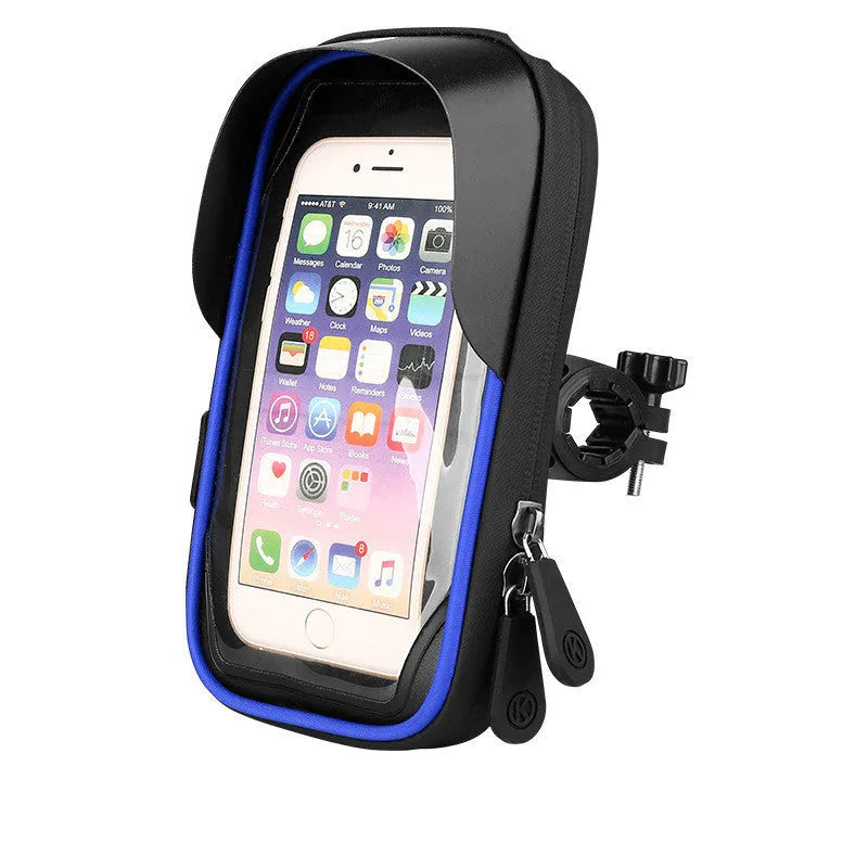 Universal mobile phone bicycle mount with touch screen on handlebars