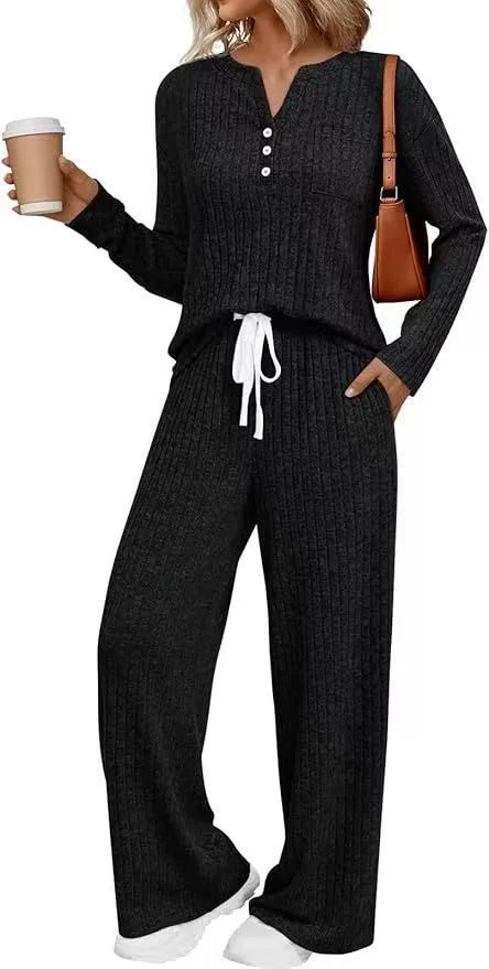 Knitted V-neck long coat with striped pattern in light grey colour showing lace-up details