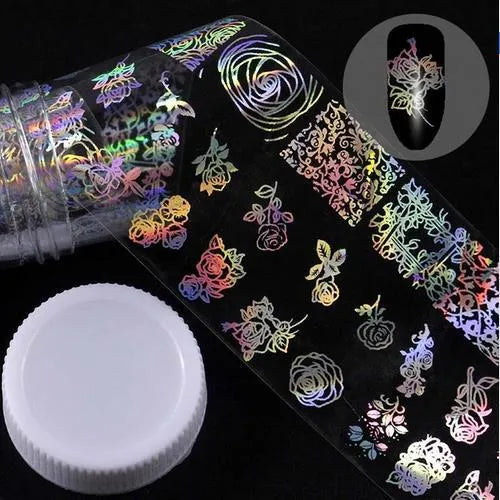1 metre x 4 cm starry sky nail sticker roll with printed stars in plastic bottle outer box