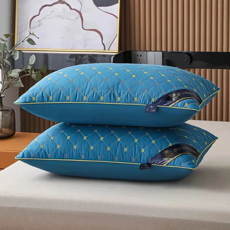 Polyester fibre pillow core for bedding in blue, grey, white, or argy wormwood print, shown in standard 48x74 cm size.