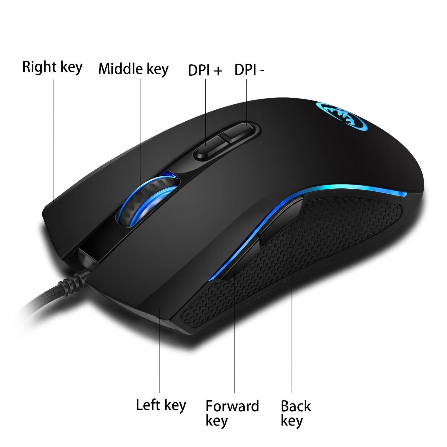 White and black gaming keyboard and mouse suit with colour backlight illumination