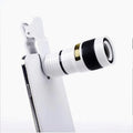 12X magnification phone telescope with adjustable clip attached to mobile phone for long-distance photography