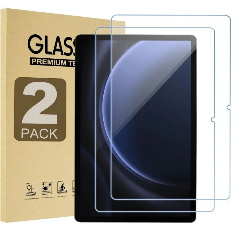 Tempered glass screen protector for Samsung tablets with anti-fingerprint coating.