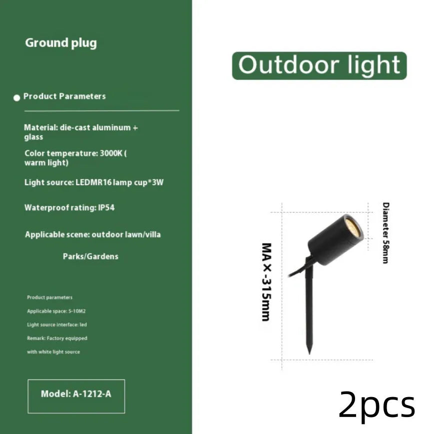 Outdoor aluminium ground lamp with IP65 waterproof rating for courtyard lighting