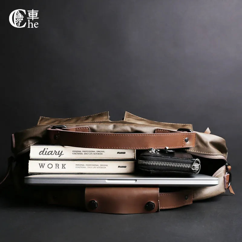 Dpark single shoulder slung laptop bag for 14 or 15 inch business laptops in black, brown, or khaki