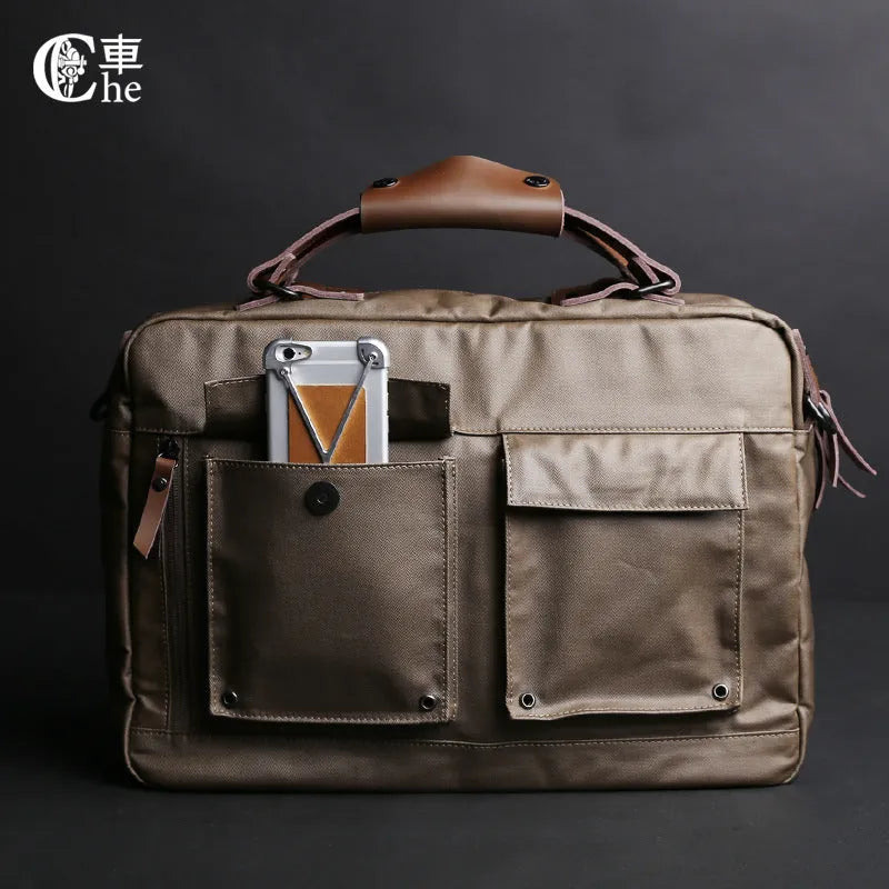 Dpark single shoulder slung laptop bag for 14 or 15 inch business laptops in black, brown, or khaki