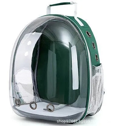 Polycarbonate pet carrier bag with side opening panel in medium capacity for cat transportation