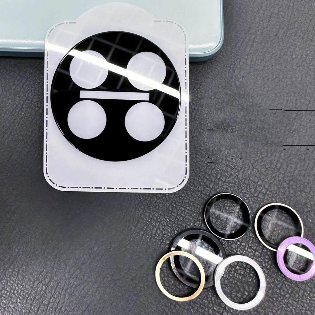 OnePlus tempered glass lens protector with black ring design for 12, Find N3, and 11 models.