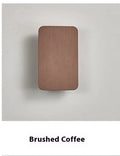 Slim minimalist Nordic-style LED wall lamp mounted on a wall, shown in a choice of colours and sizes.