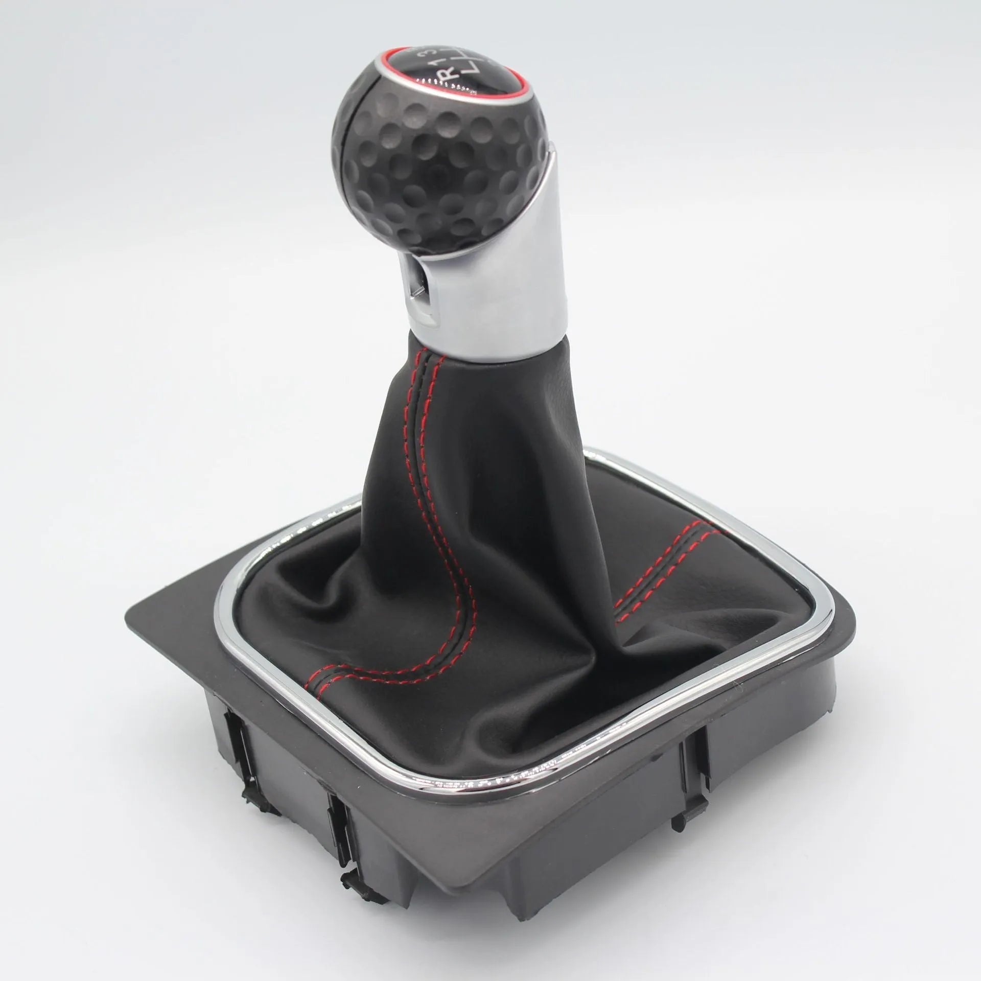 Black leather gear shift knob with dust boot for Volkswagen Golf manual transmission