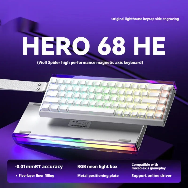 Magnetic axis mechanical keyboard with RGB lighting showing side-engraved design options