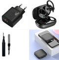 Compact black 20000mAh power bank with LED flashlight, showing dimensions of 82mm.