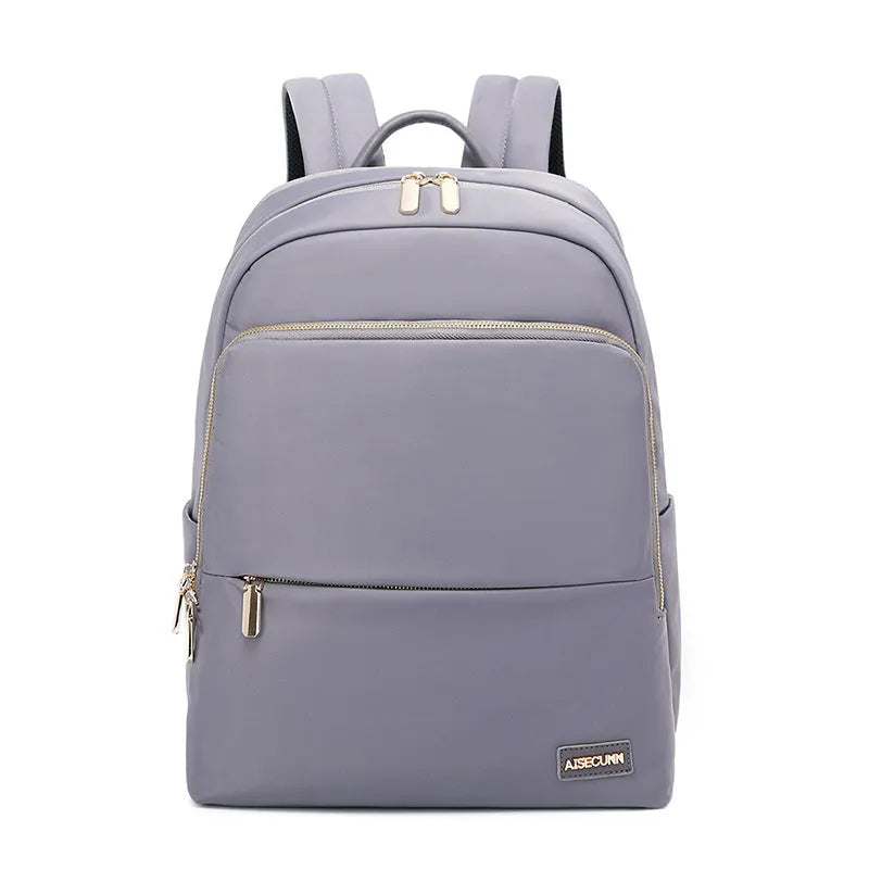 Large black Oxford cloth women's backpack showing front perspective