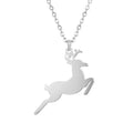 Deer pendant stainless steel necklace with titanium steel pendant electroplating finish in rose gold on white background