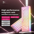 Magnetic axis mechanical keyboard with RGB lighting showing side-engraved design options