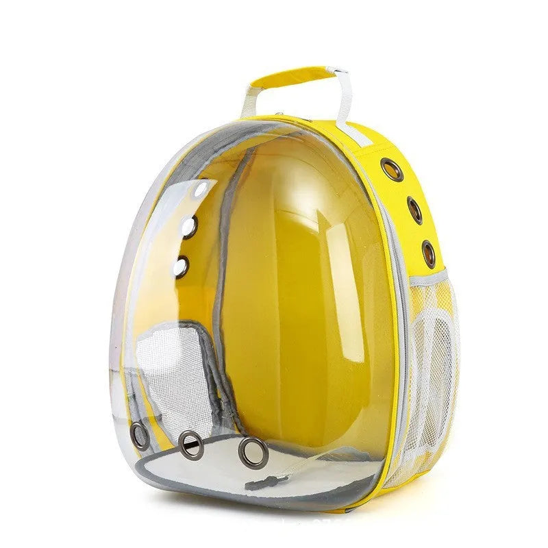 Polycarbonate pet carrier bag with side opening panel in medium capacity for cat transportation