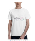 Cotton print T-shirt in size M with graphic design on front, short sleeves, round neckline