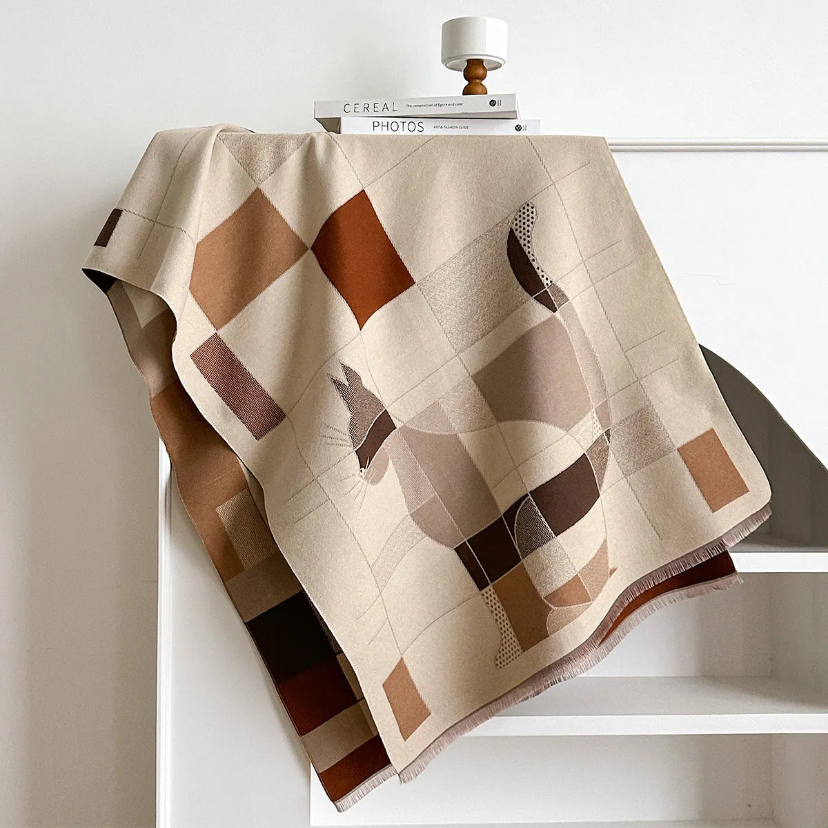 European American style imitation cashmere scarf shawl in beige colour measuring 185x65cm