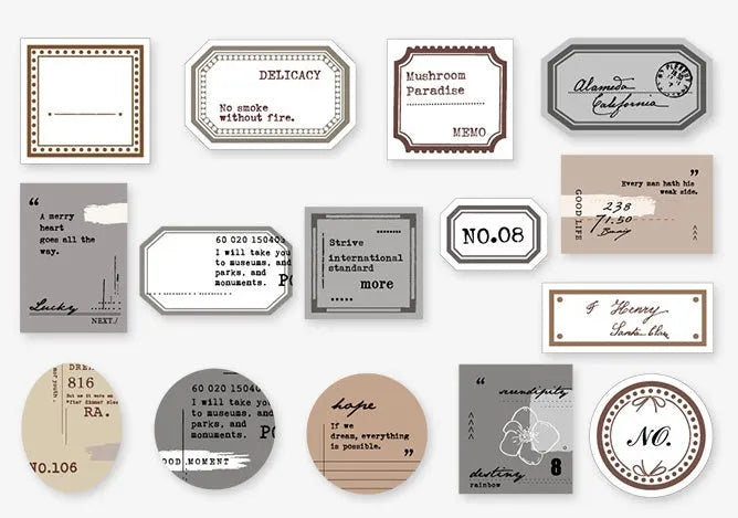 Mini Label Series retro hand account DIY decoration base paper 45 sheets in Kraft box