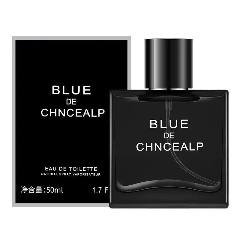Men's perfume in black bottle with woody citrus fragrance notes of sandalwood and cedar
