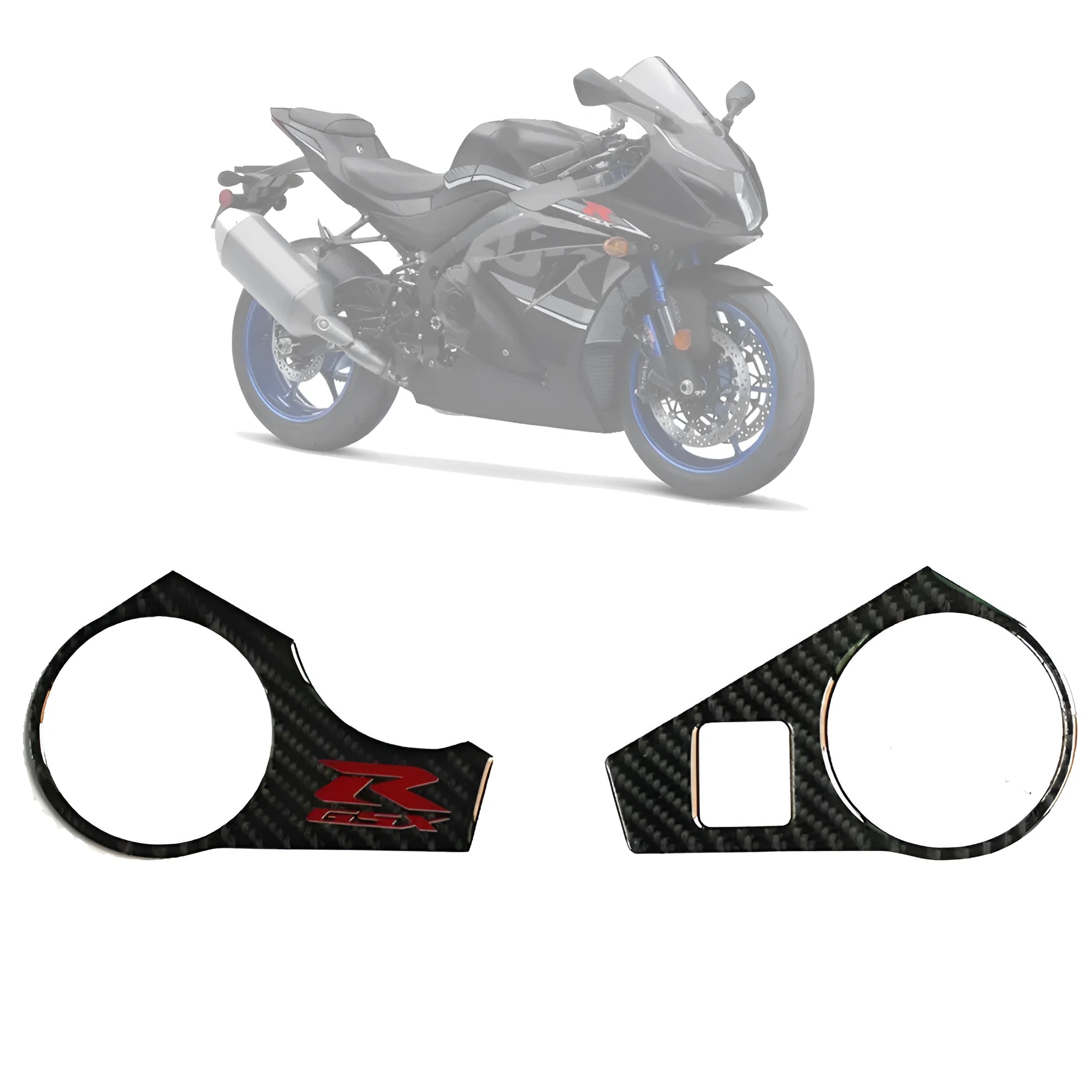 Black carbon fibre pattern adhesive sticker for SUZUKI GSXR1000 L1 motorcycle upper fairing plate.