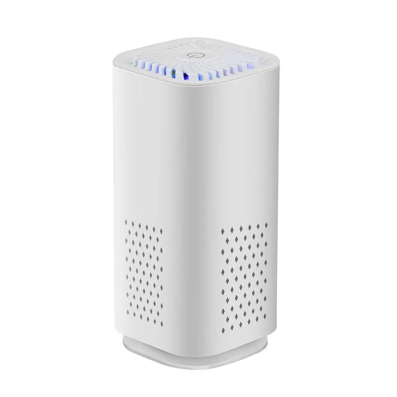 Mini USB air purifier in black and white colour options for cars and small rooms