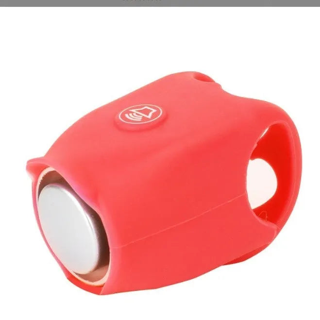 Electronic bicycle horn for handlebars in plastic, available in black green purple white red blue, with button battery power
