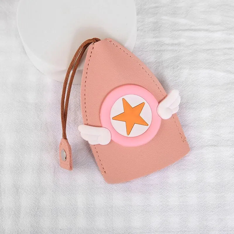Cartoon design PU leather pull-out car key protector case showing colourful patterns