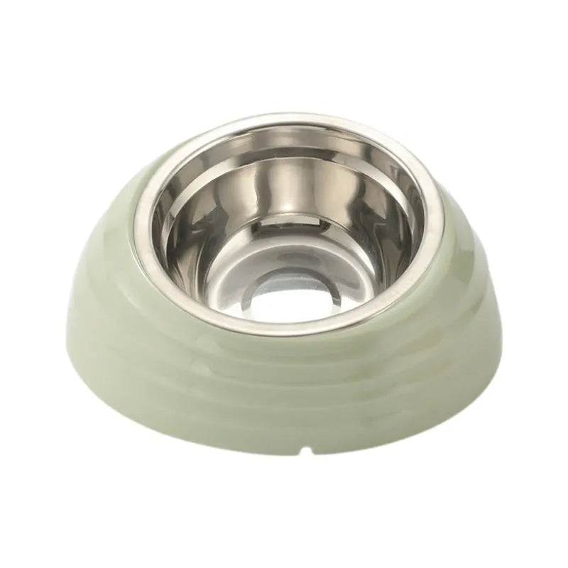 Stainless steel finish cat bowl in beige, brown, or light green colour for pet feeding