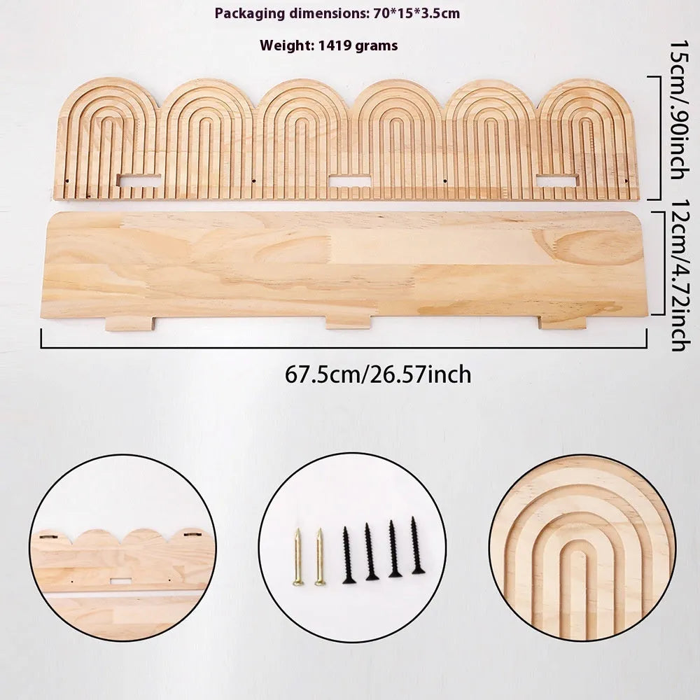 Solid wood multi-layer wall storage rack for flower pots and decorative items
