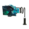 Black 12-inch mobile phone screen amplifier with adjustable folding bracket on table