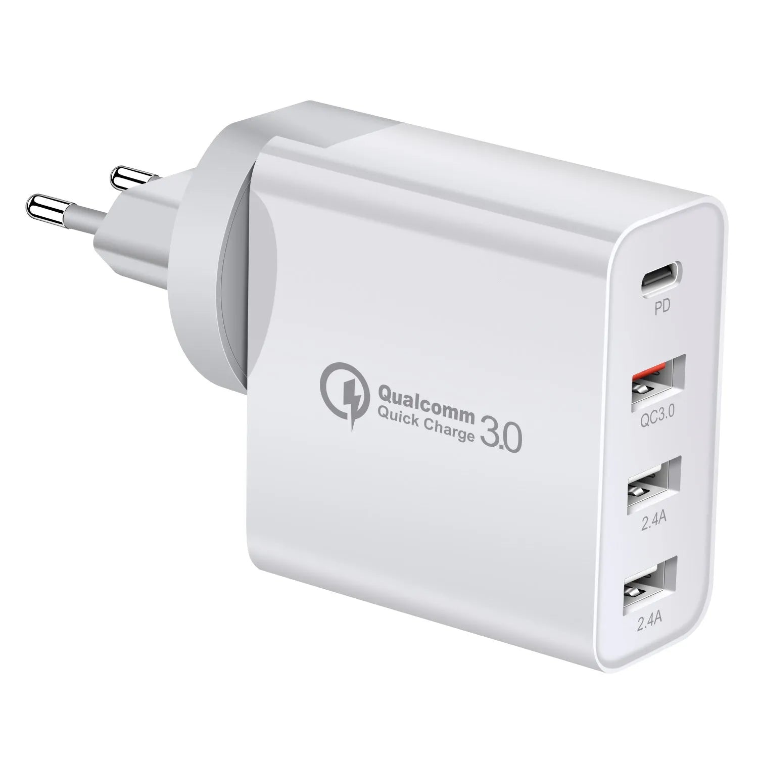 48W four-port USB-C mobile phone charger with worldwide plug options