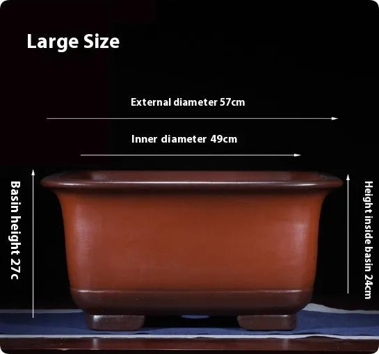 Large purple clay Chinese style flower pot for indoor plants