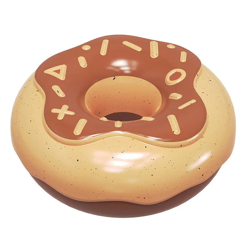 A pink TPR donut-shaped dog chew toy with a squeaker for molar teeth cleaning.