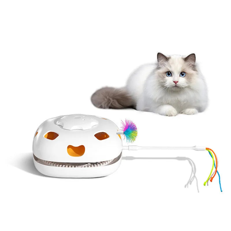 Interactive self-moving cat teaser toy with plastic construction in picture colour