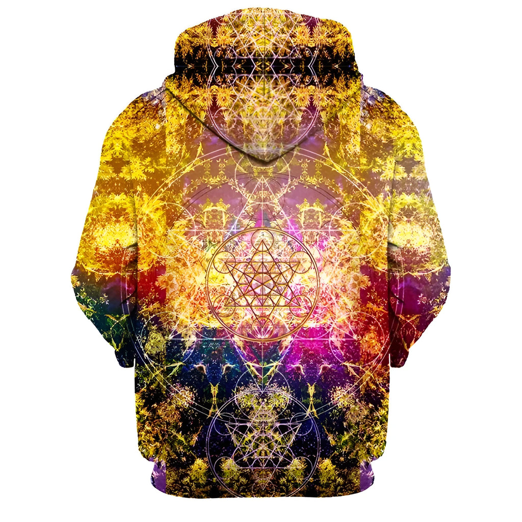 Psychedelic Pineal Metatron hoodie polyester unisex pullover front view