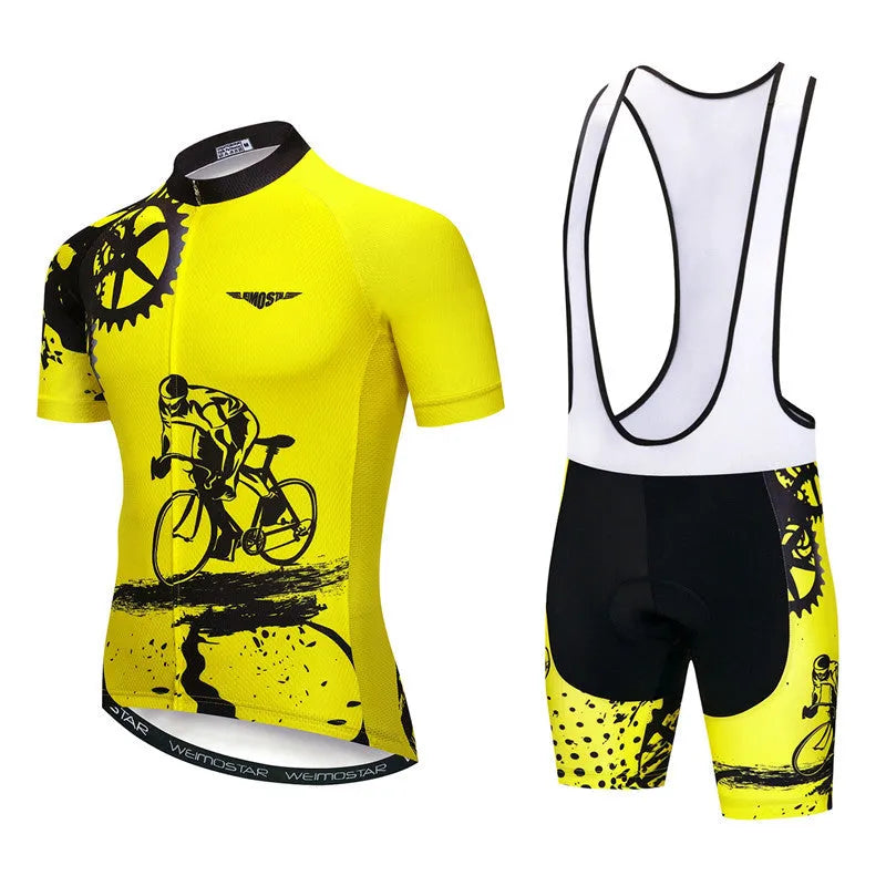 Pro cycling jersey set in polyester, multiple colours, Asian sizing XS to 3XL, for road biking men and women