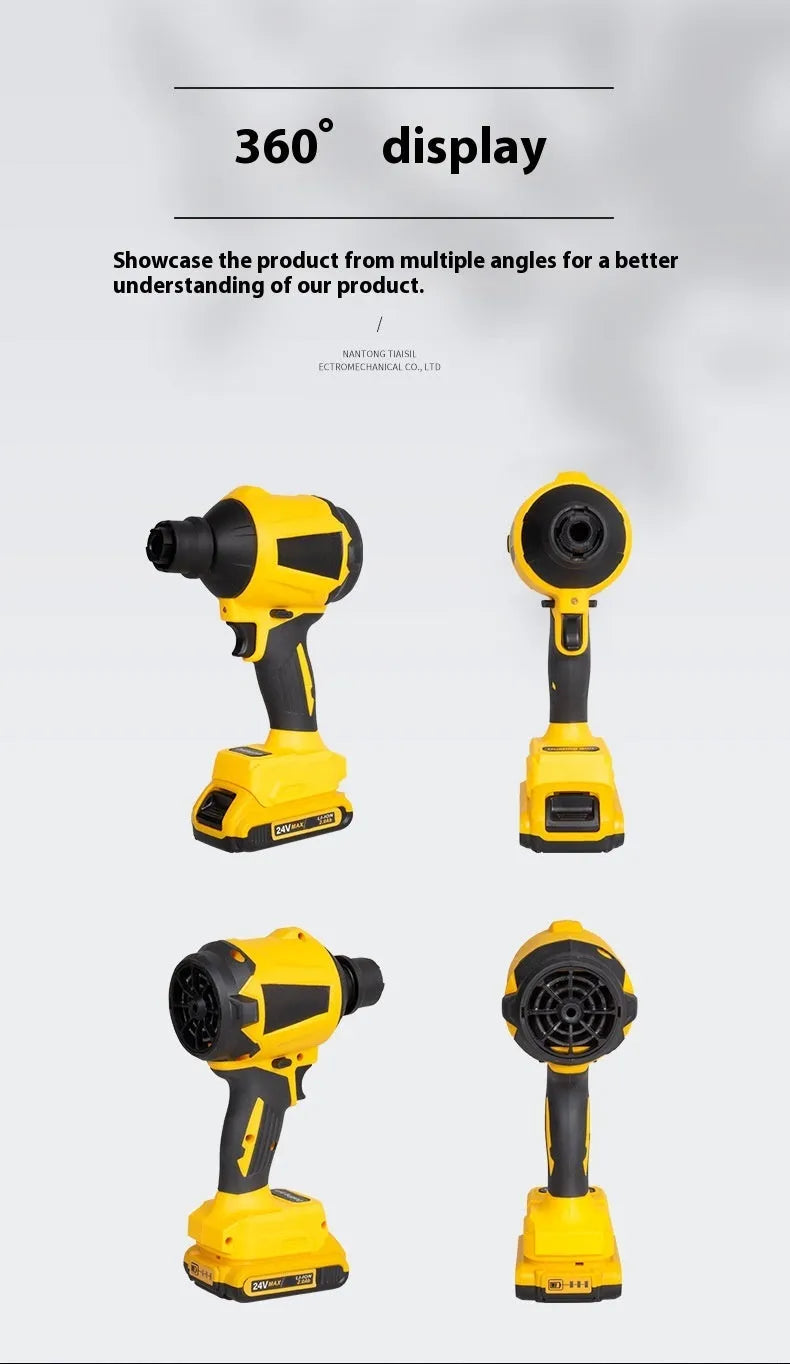 Yellow rechargeable lithium battery dust gun with 680W power rating for office cleaning applications