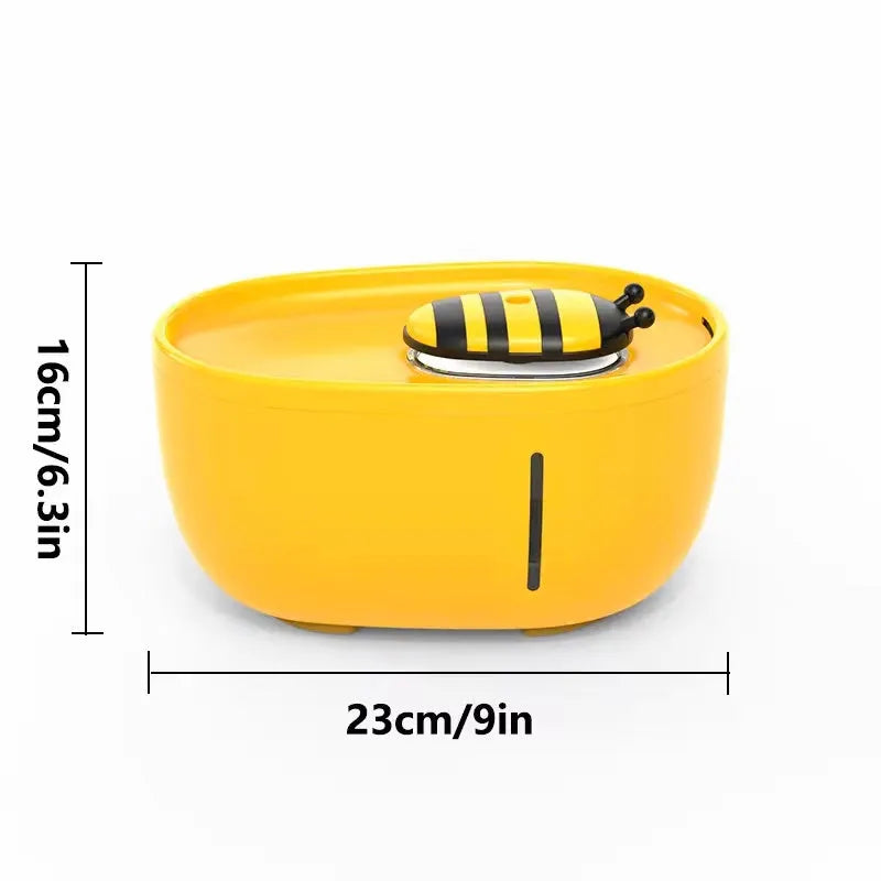 Yellow 4-litre pet water fountain with filter and blue LED light for cats and dogs