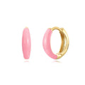 Curved oval epoxy earrings with colourful drip finish in geometric U-shape design